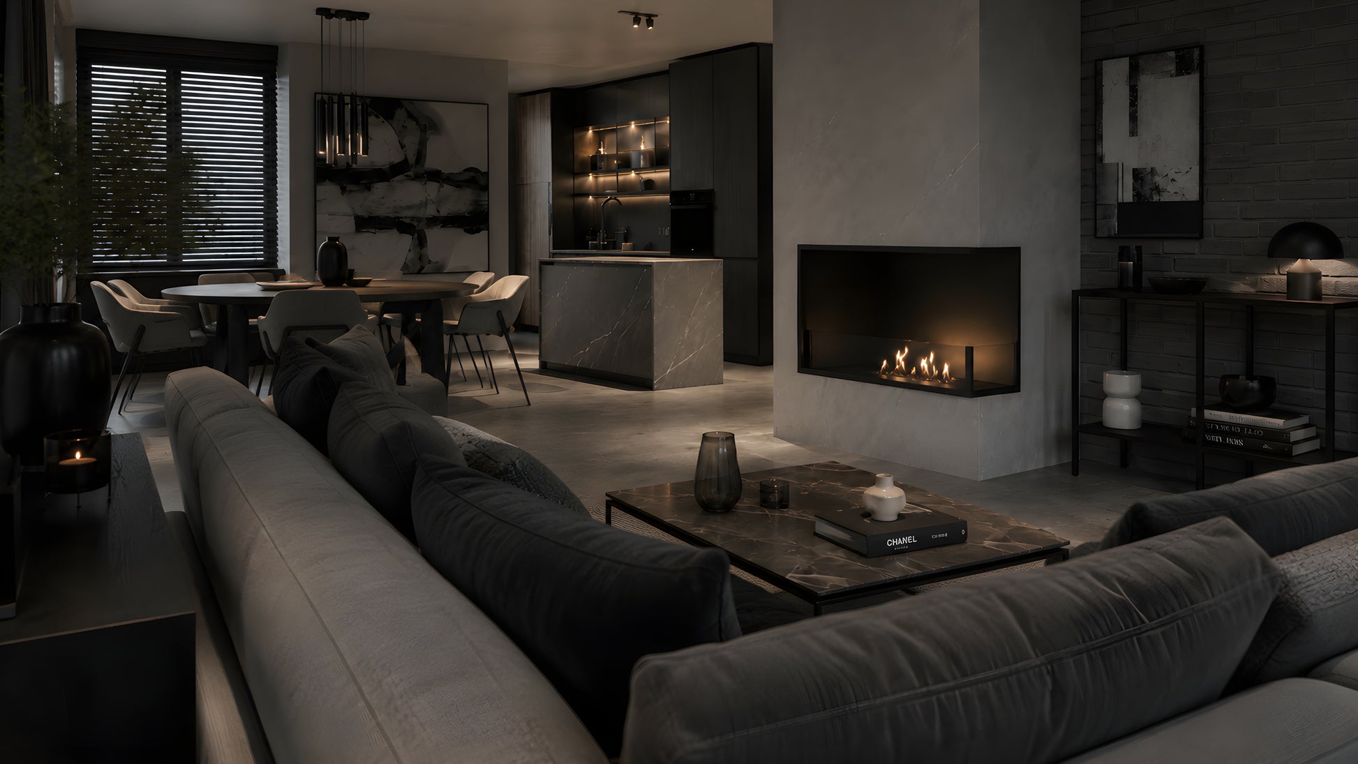 Base Right Built-in Corner Fireplace 70 cm