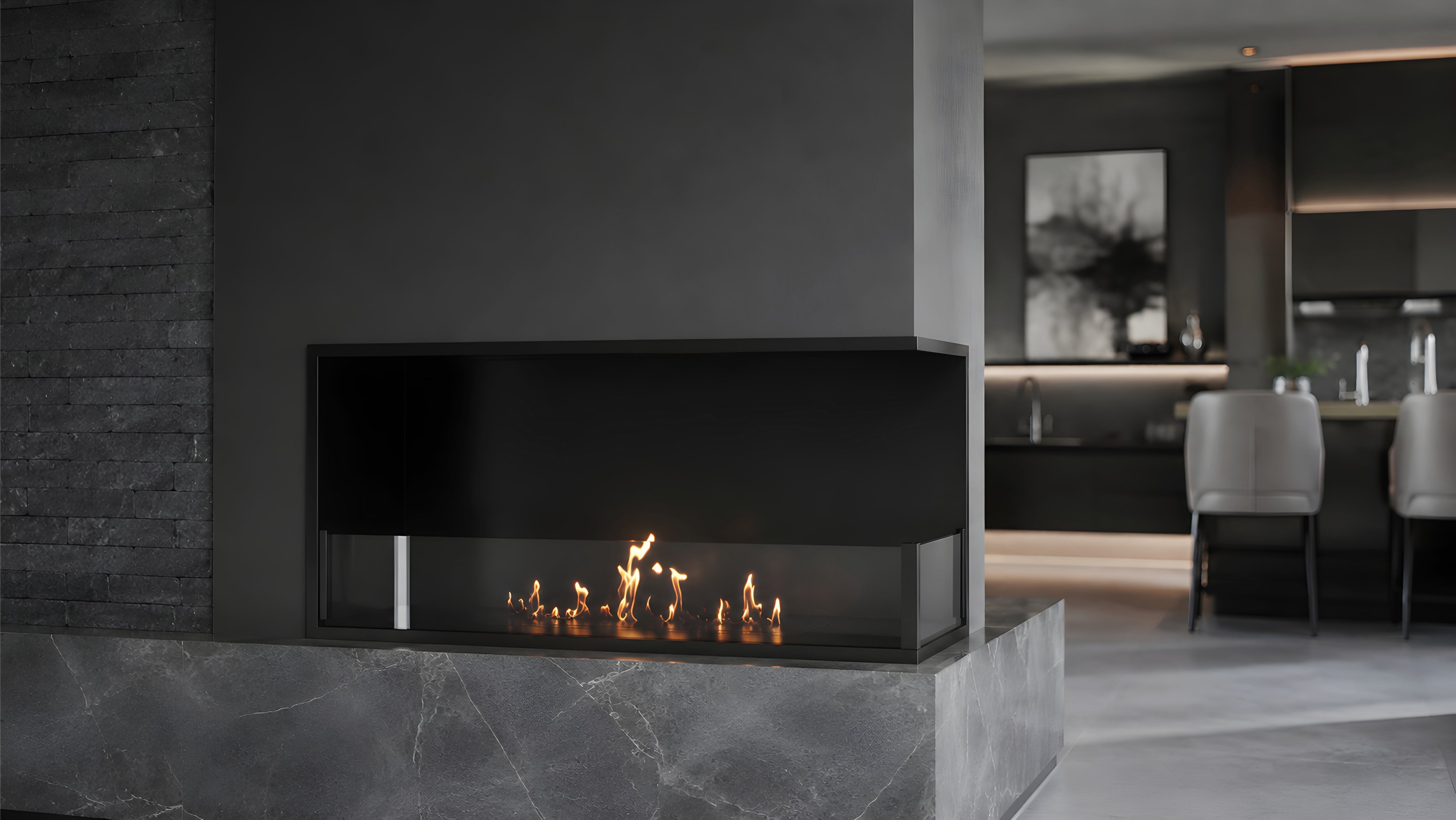 Image of Base Right Built-in Corner Fireplace 90 cm