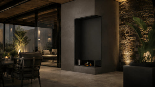 Base Right Vertical Built-in Corner Fireplace 60 x 100 cm