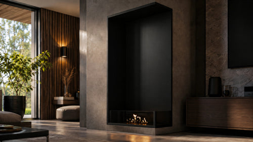 Base Right Vertical Built-in Corner Fireplace 60 x 140 cm