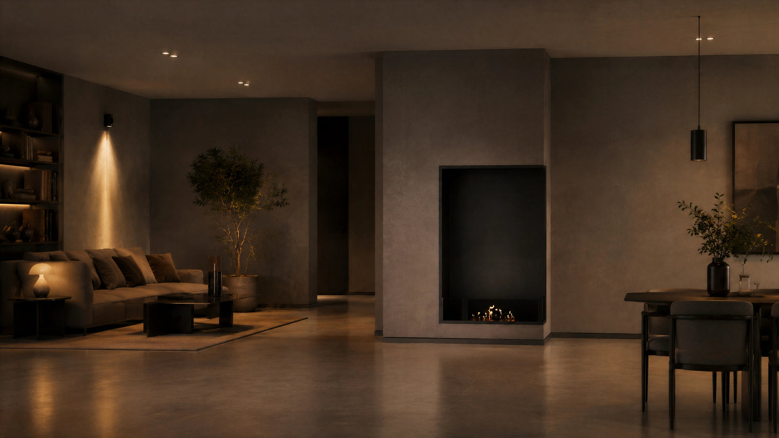Base Right Vertical Built-in Corner Fireplace 70 x 140 cm