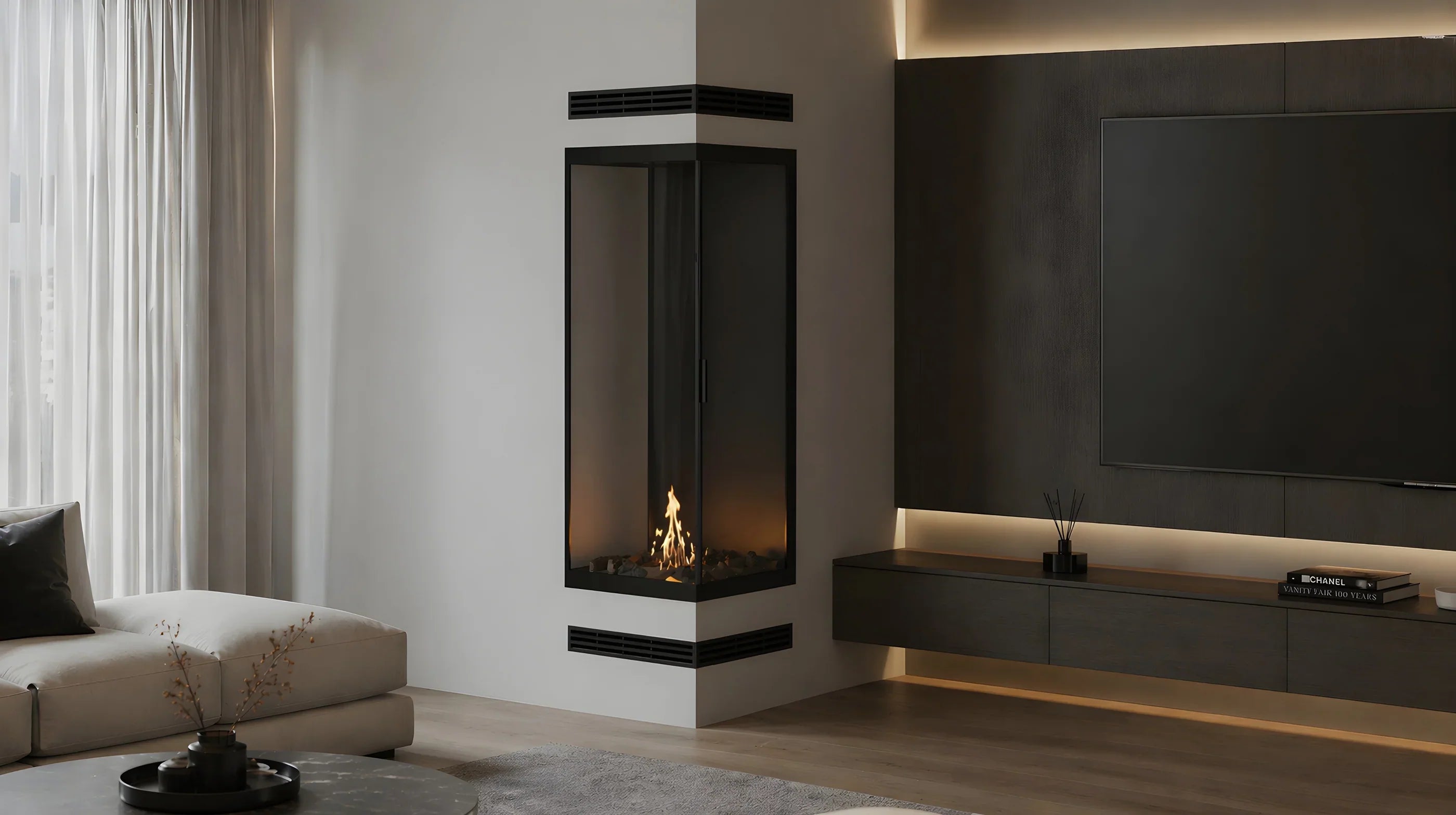 Image of Base Vertical Corner Right Full Glass 60 x 140 cm