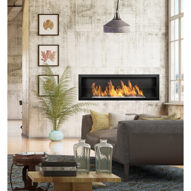 Bio Ethanol Built-In Fireplace Black 120 cm