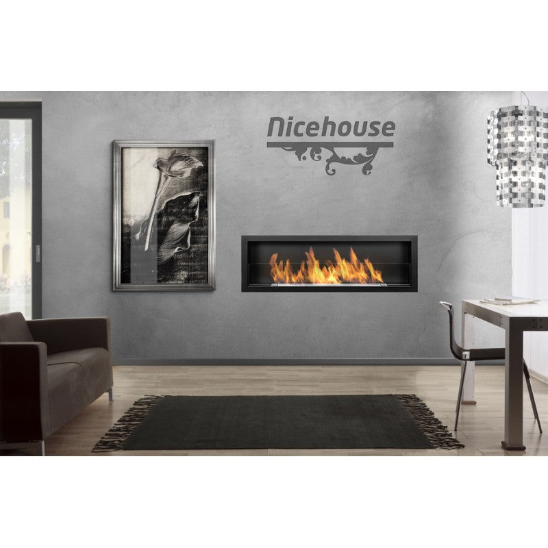 Bio Ethanol Built-In Fireplace Black 120 cm