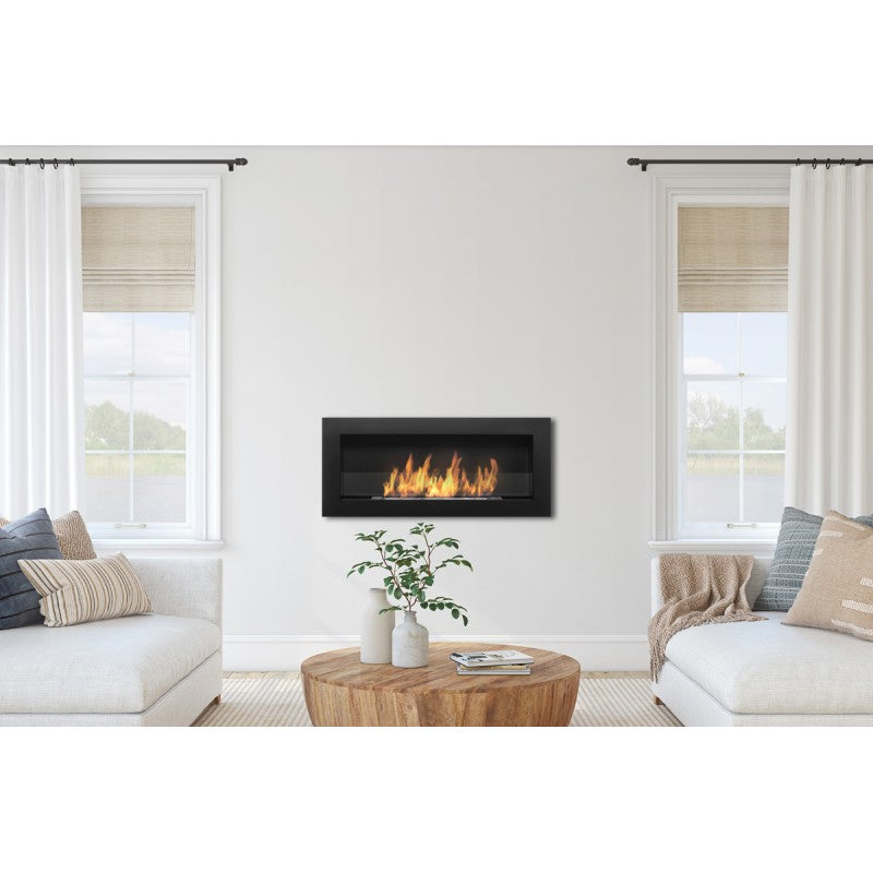 Bio Ethanol Built-In - Wall Fireplace Black 90 cm