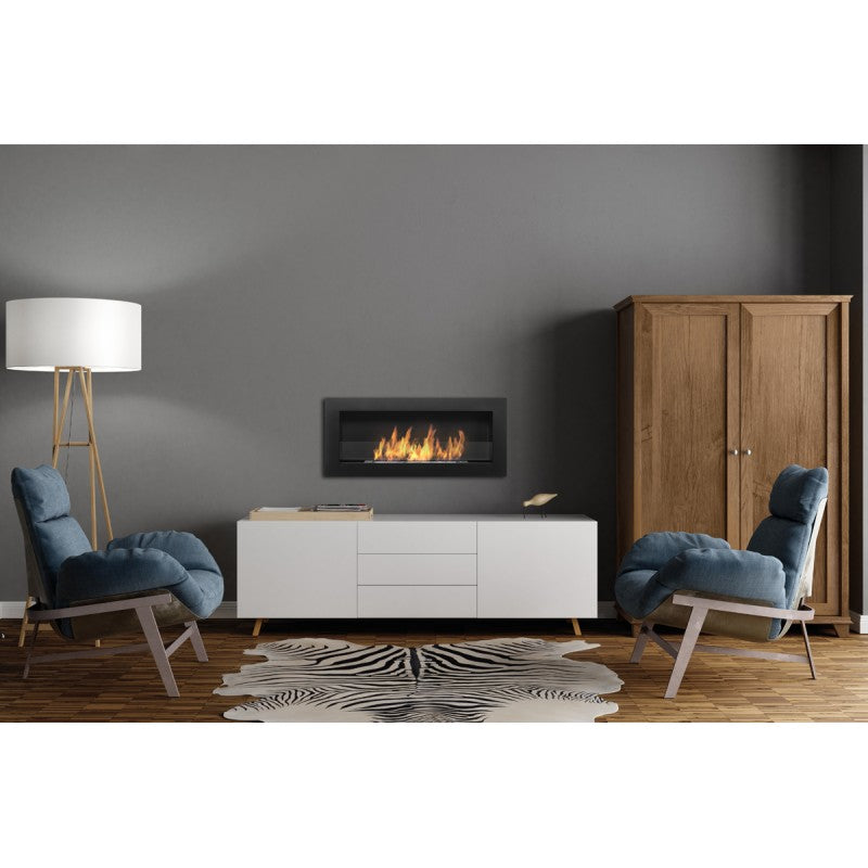 Bio Ethanol Built-In - Wall Fireplace Black 90 cm