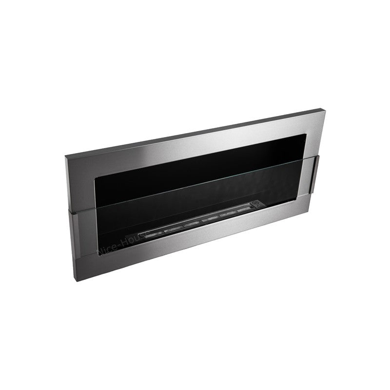 Bio Ethanol Built-In - Wall Fireplace Stainless Steel 90 cm