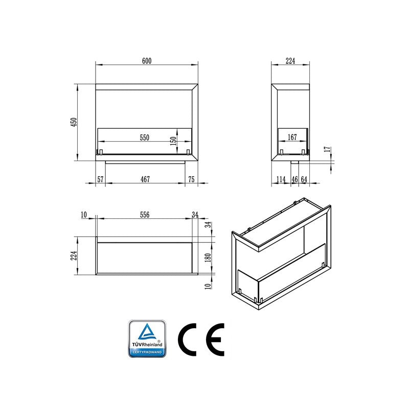 Bio Ethanol Corner L Bild In Fireplace 60 cm