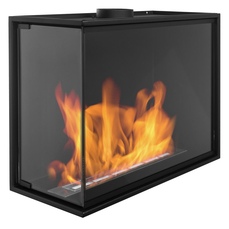 Bio Ethanol Corner L Bild In Fireplace With Full Glass 60 cm