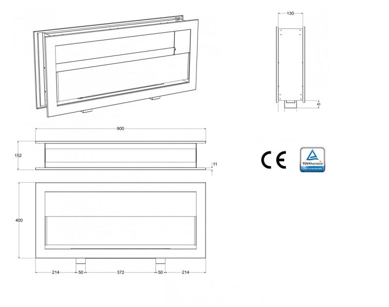 Bio Ethanol Double-Sided Biofireplace 90 cm