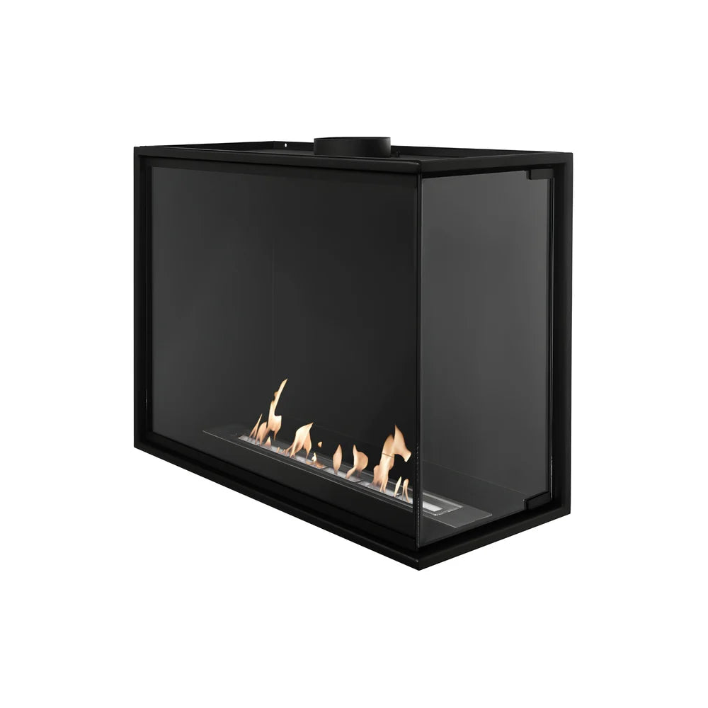 Built-in Corner Full Glass Fireplace Right 80 cm