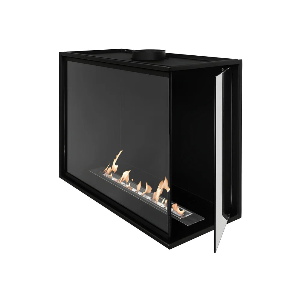 Built-in Corner Full Glass Fireplace Right 60 cm