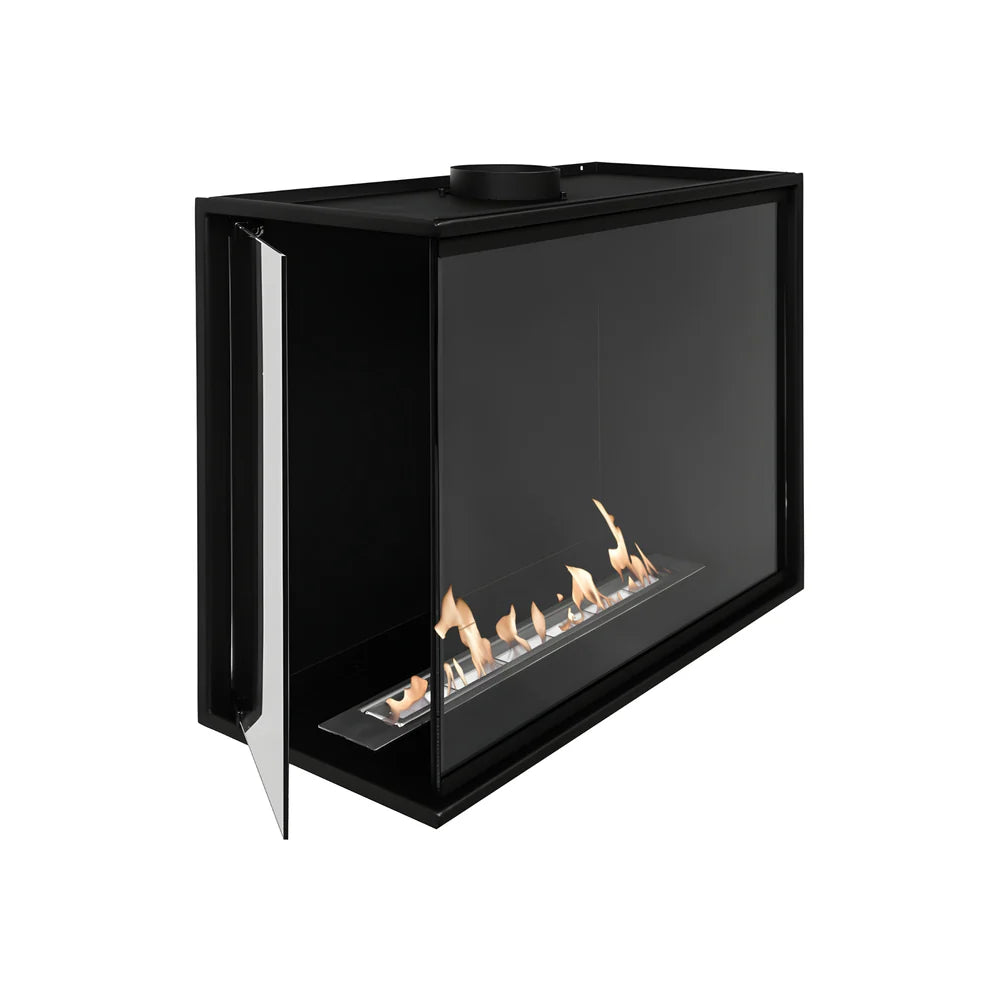 Built-in Corner Full Glass Fireplace Left 80 cm