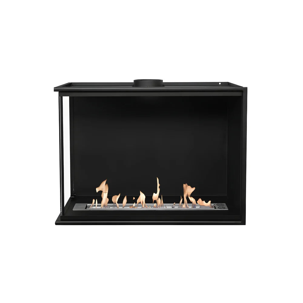 Built-in Corner Full Glass Fireplace Left 80 cm