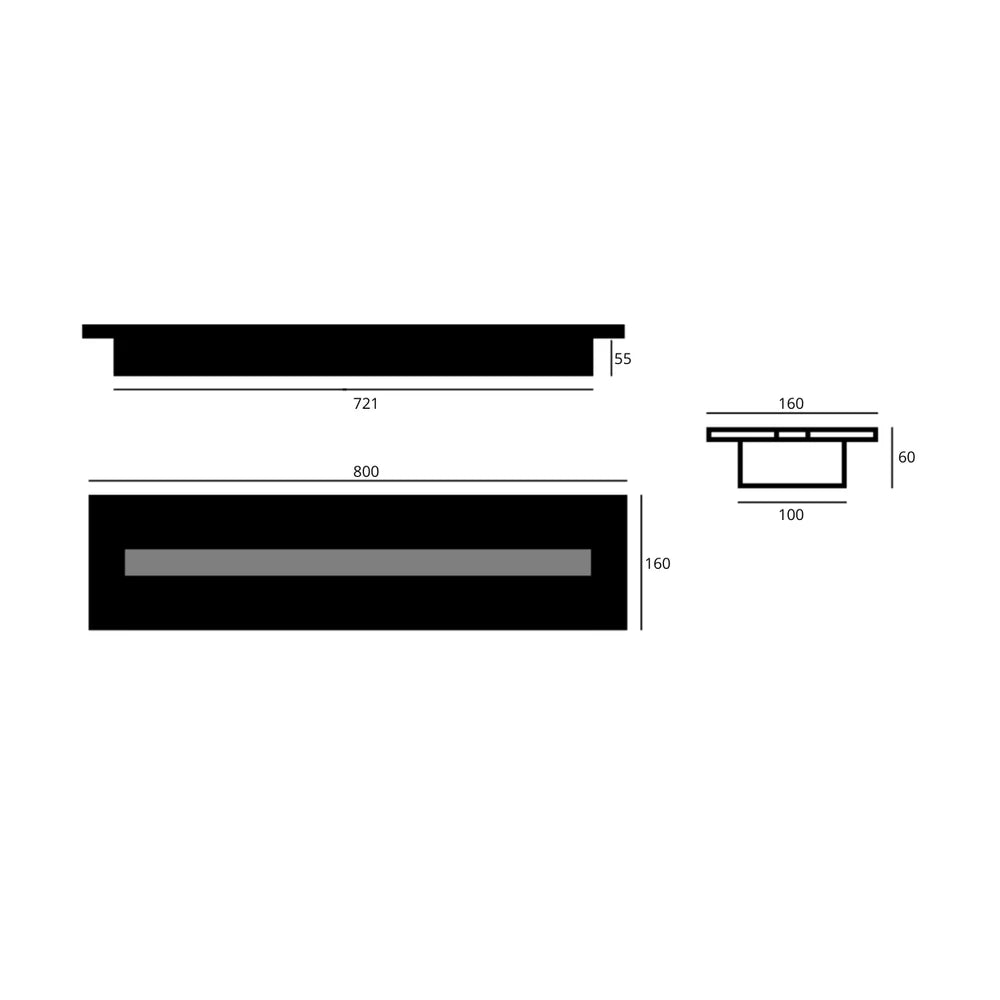 Bio Ethanol Line Burner 800 mm