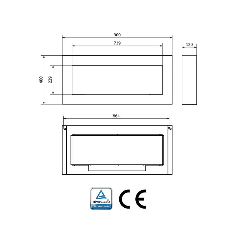 Bio Ethanol Standing - Wall Fireplace White Box 90 cm