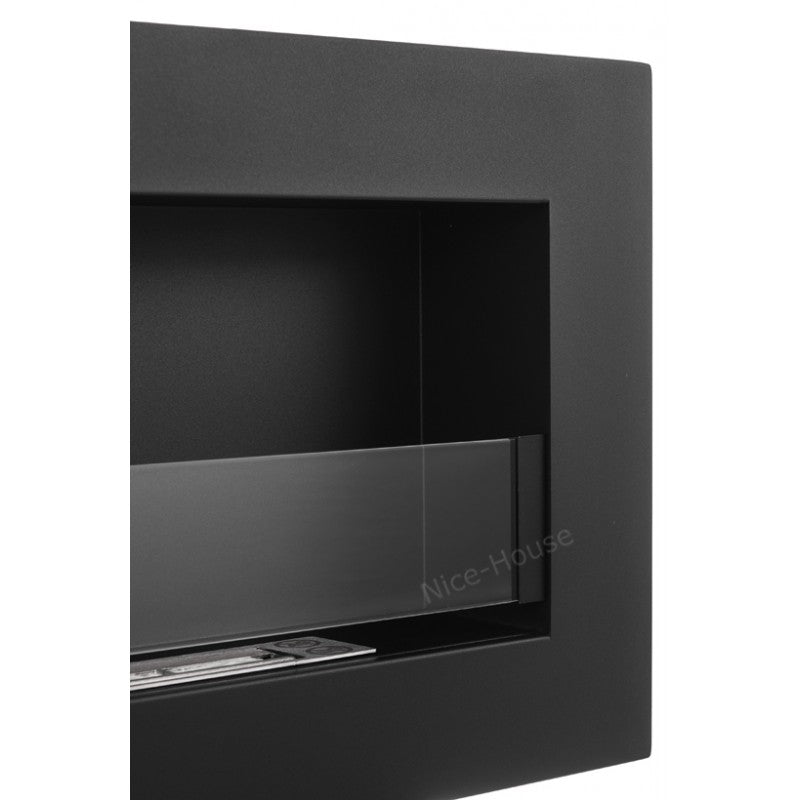 Bio Ethanol Wall Fireplace Black Box 90 cm