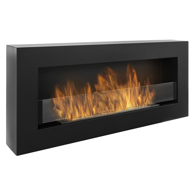 Bio Ethanol Wall Fireplace Black Box 90 cm