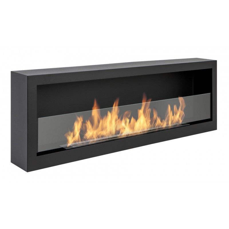 Bio Ethanol Wall Fireplace Black Box 120 cm