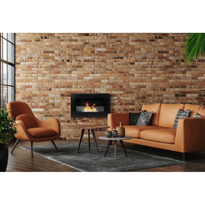 Bio Ethanol Wall Fireplace Black Box 65 cm