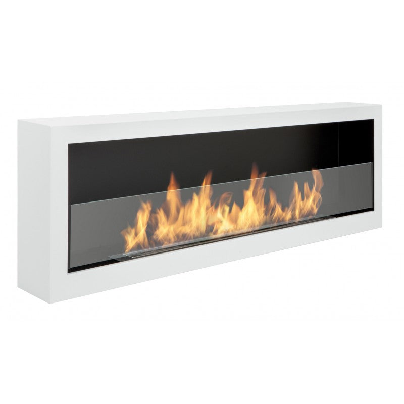 Bio Ethanol Wall Fireplace White Box 120 cm