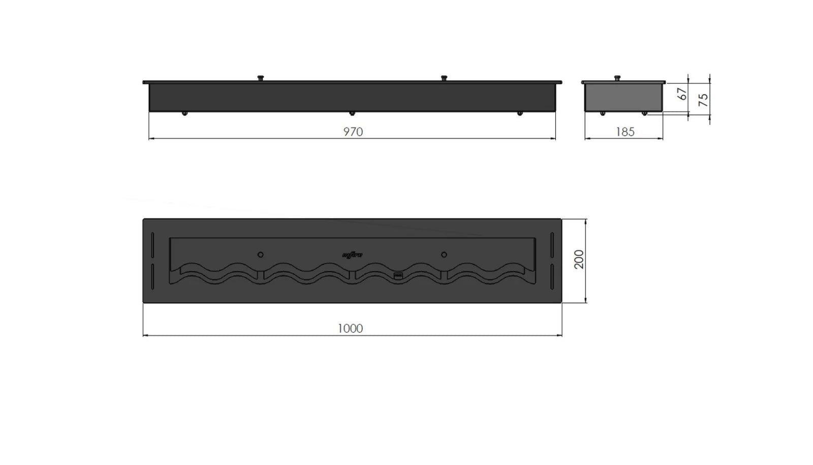 Bio Ethanol Wave Burner 1000 mm