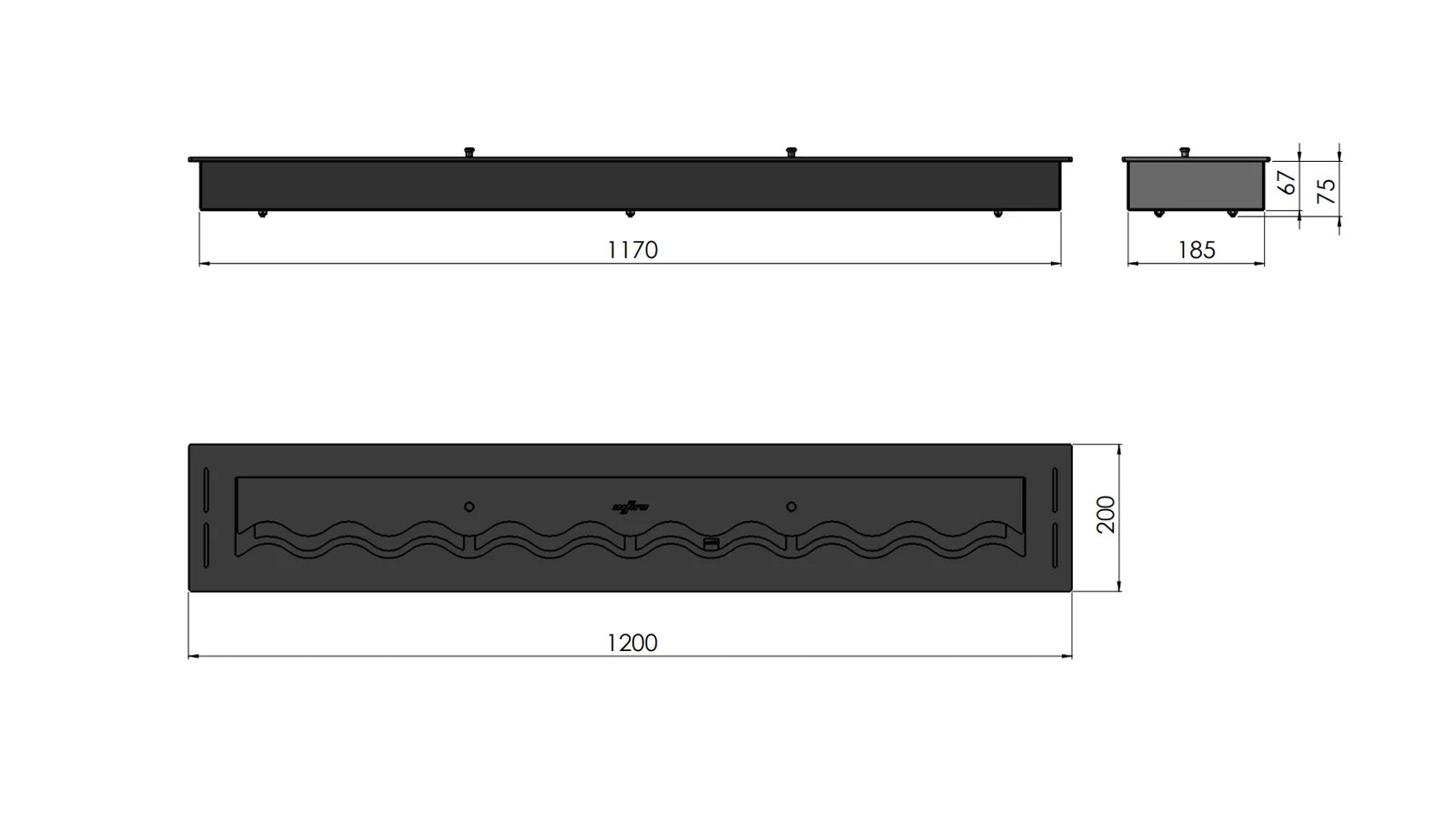 Bio Ethanol Wave Burner 1200 mm