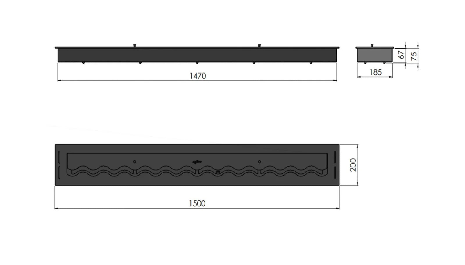 Bio Ethanol Wave Burner 1500 mm