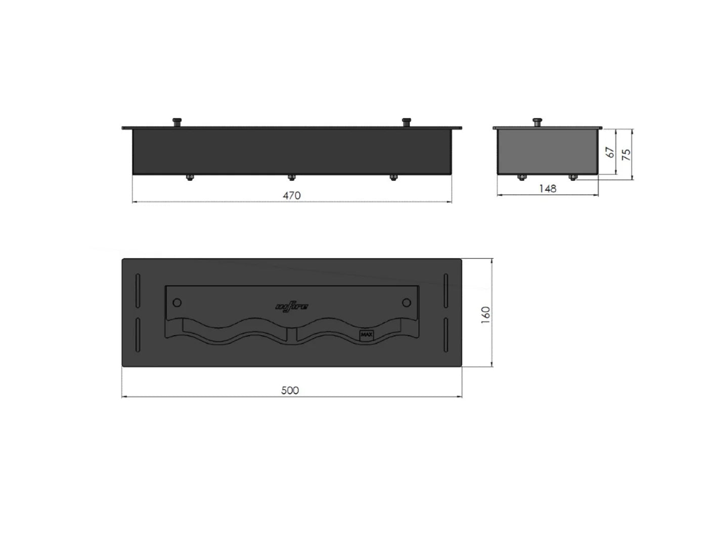 Bio Ethanol Wave Burner 500 mm