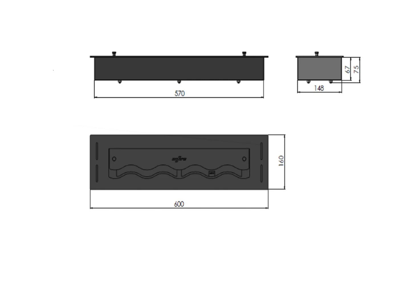 Bio Ethanol Wave Burner 600 mm