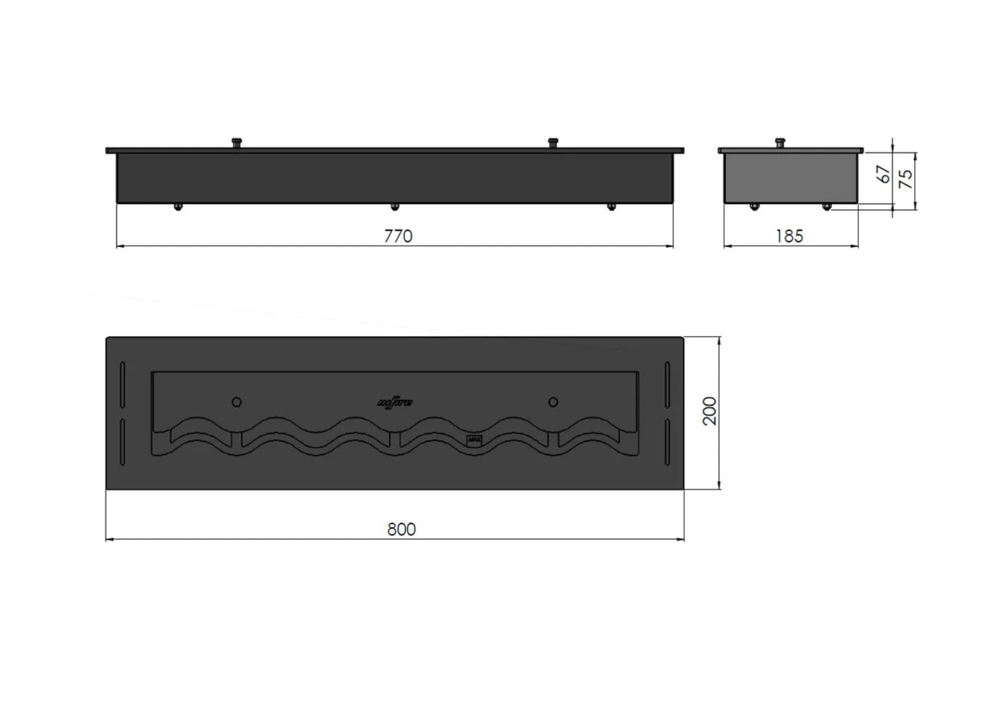 Bio Ethanol Wave Burner 800 mm