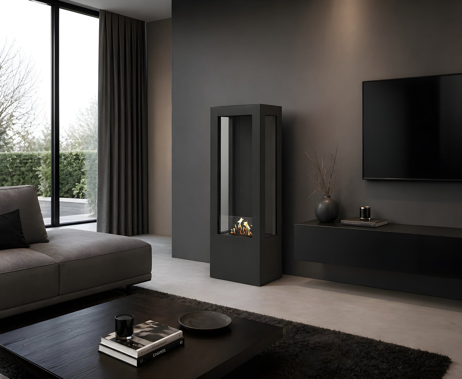 Bire Vertical Freestanding Fireplace H160 cm