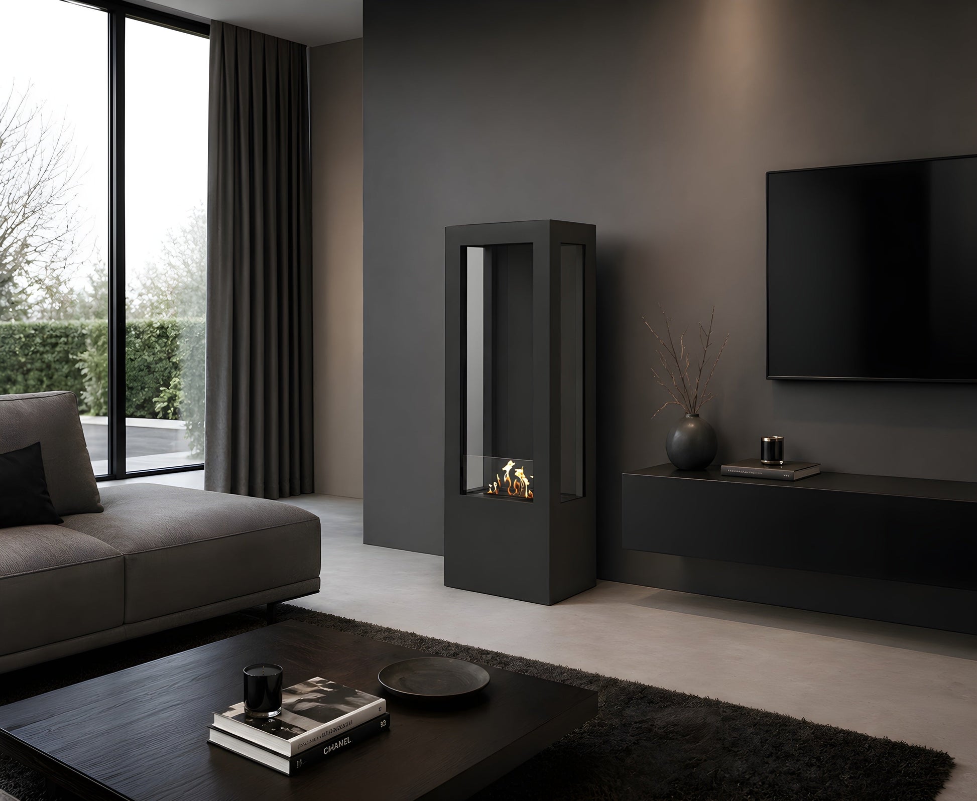Bire Vertical Freestanding Fireplace H160 cm