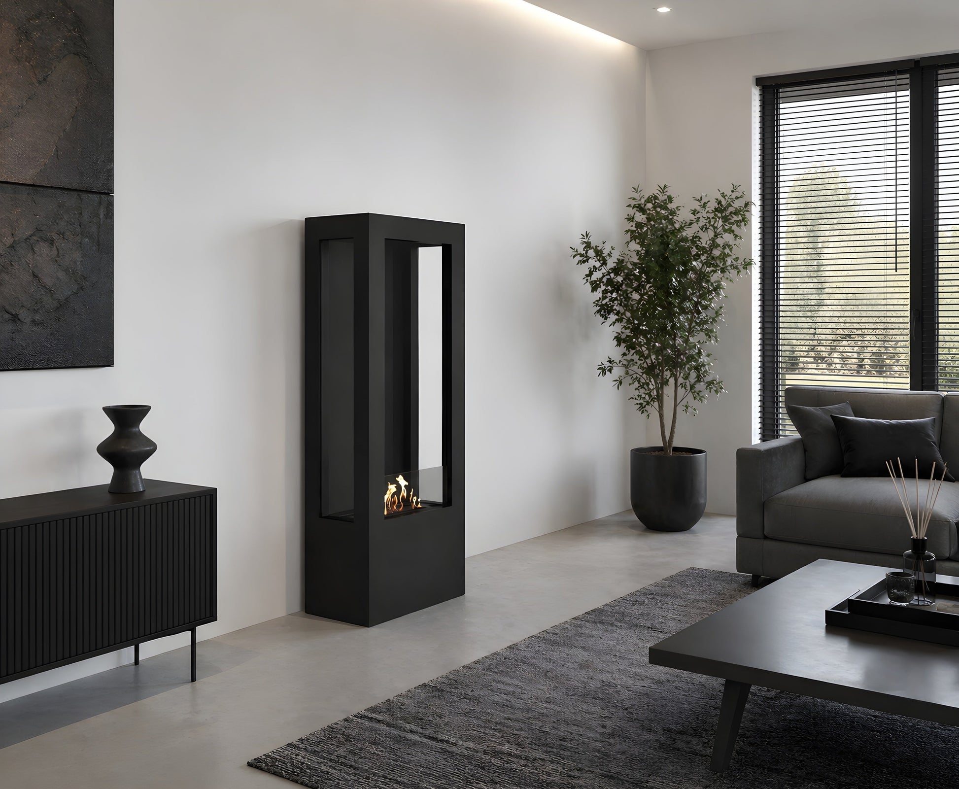 Bire Vertical Freestanding Fireplace H160 cm