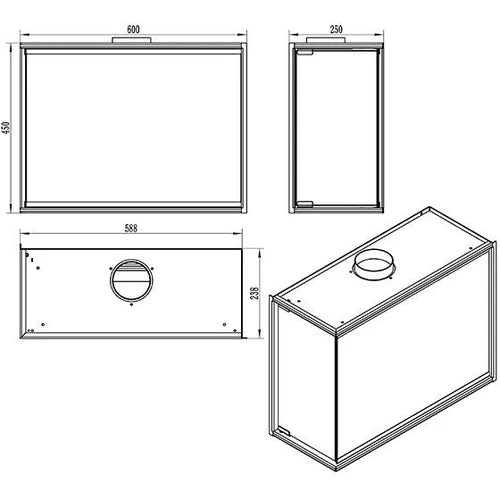 Built-in Corner Full Glass Fireplace Left 60 cm