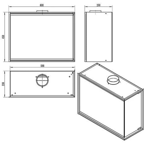 Built-in Corner Full Glass Fireplace Right 60 cm