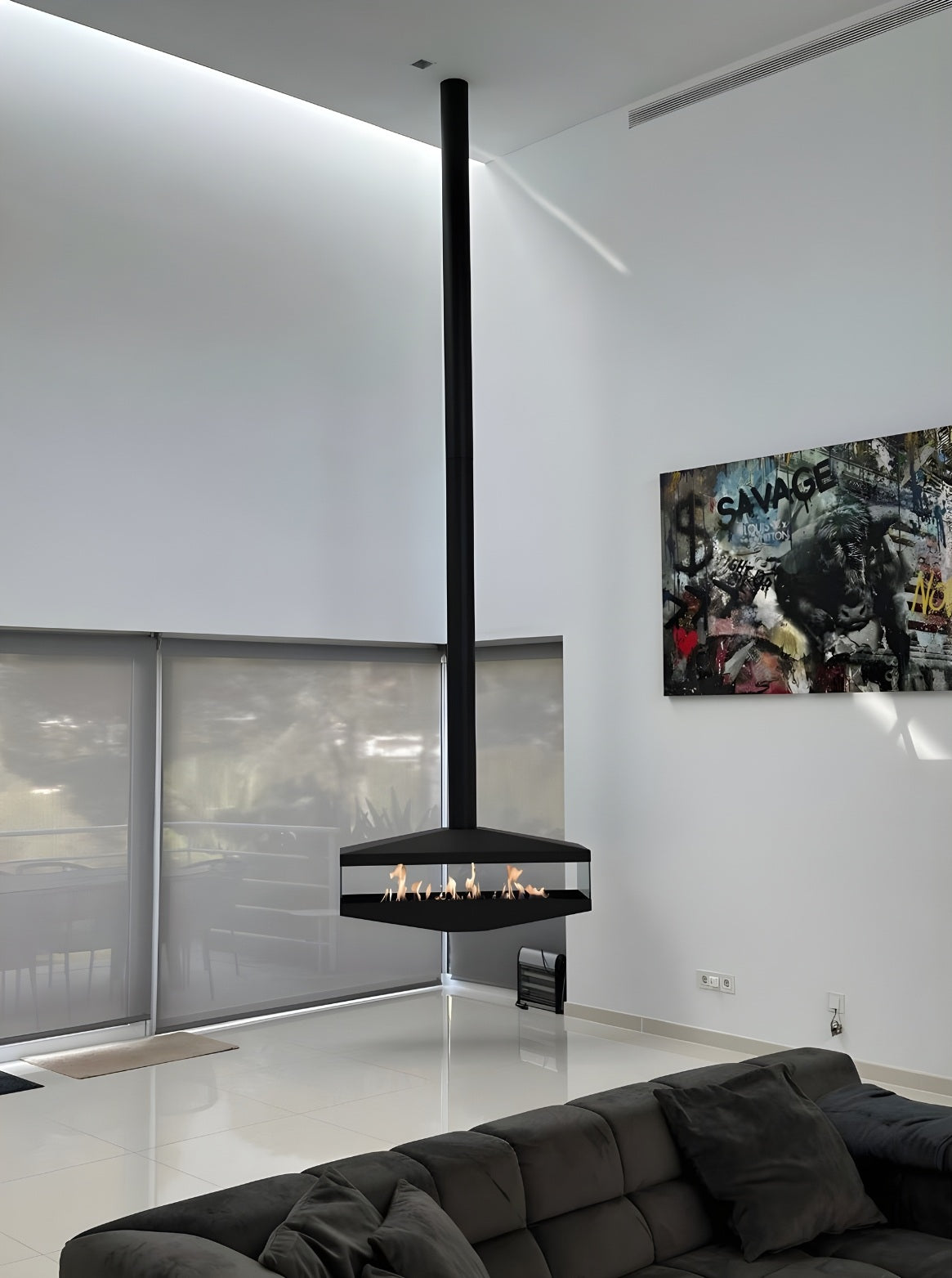 Egano Tube Bio Ethanol Ceiling Fireplace 130 cm