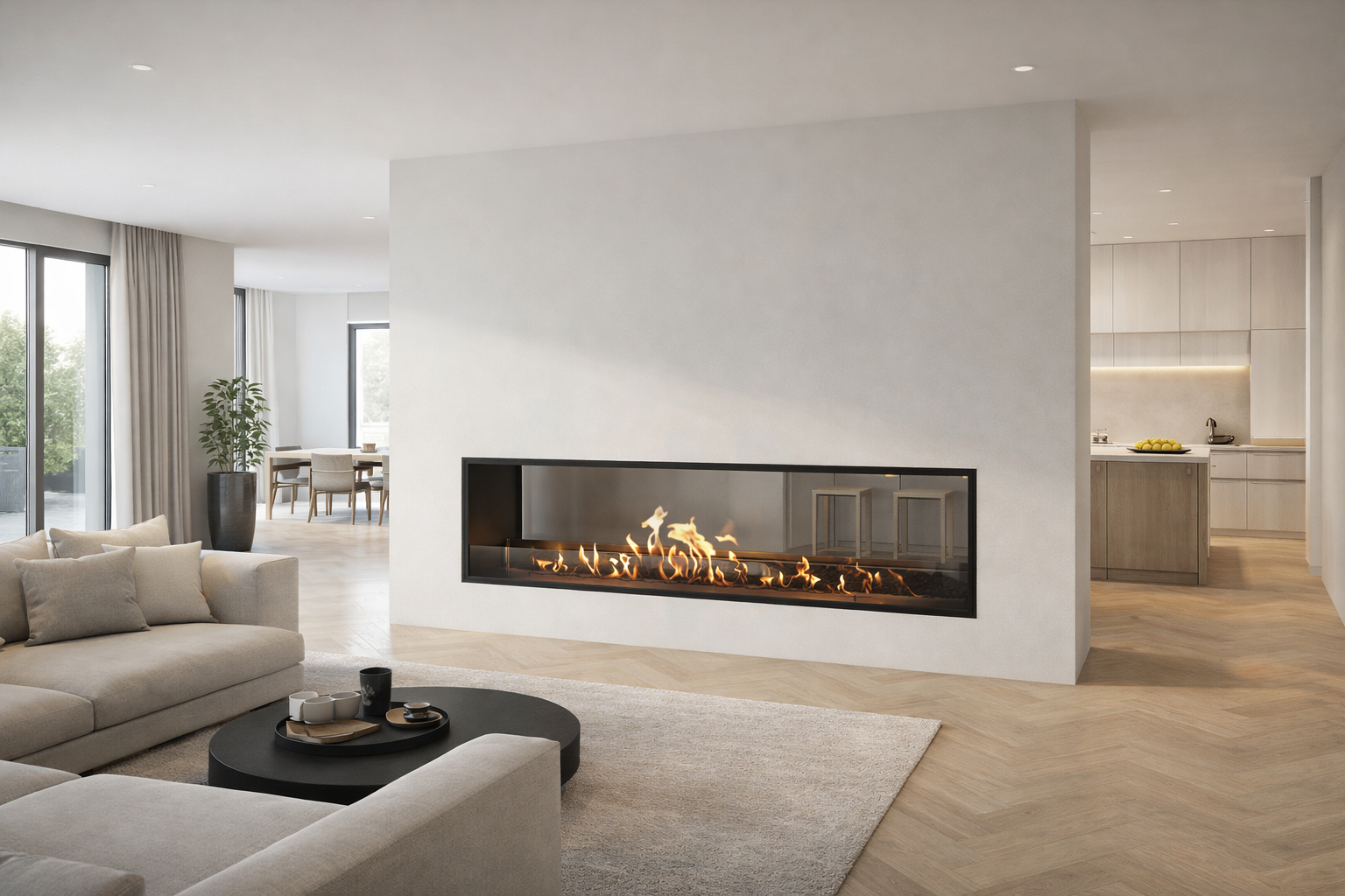 Fame See-Through Bio Ethanol Fireplace 190 cm