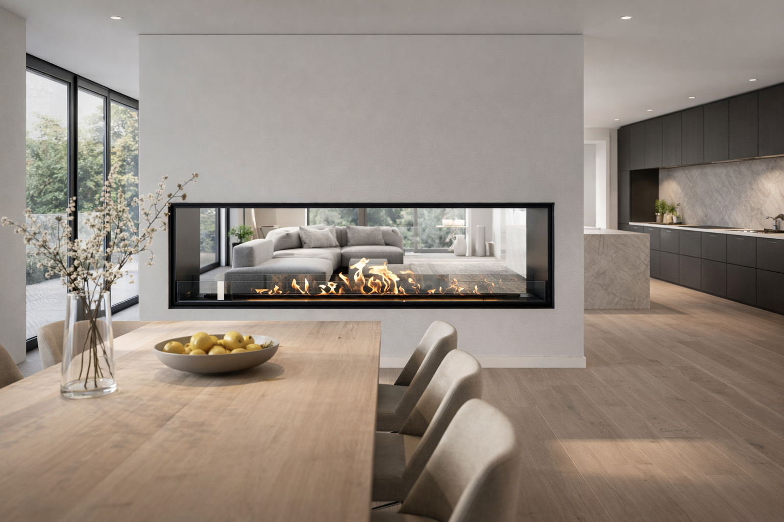 Fame See-Through Bio Ethanol Fireplace 190 cm