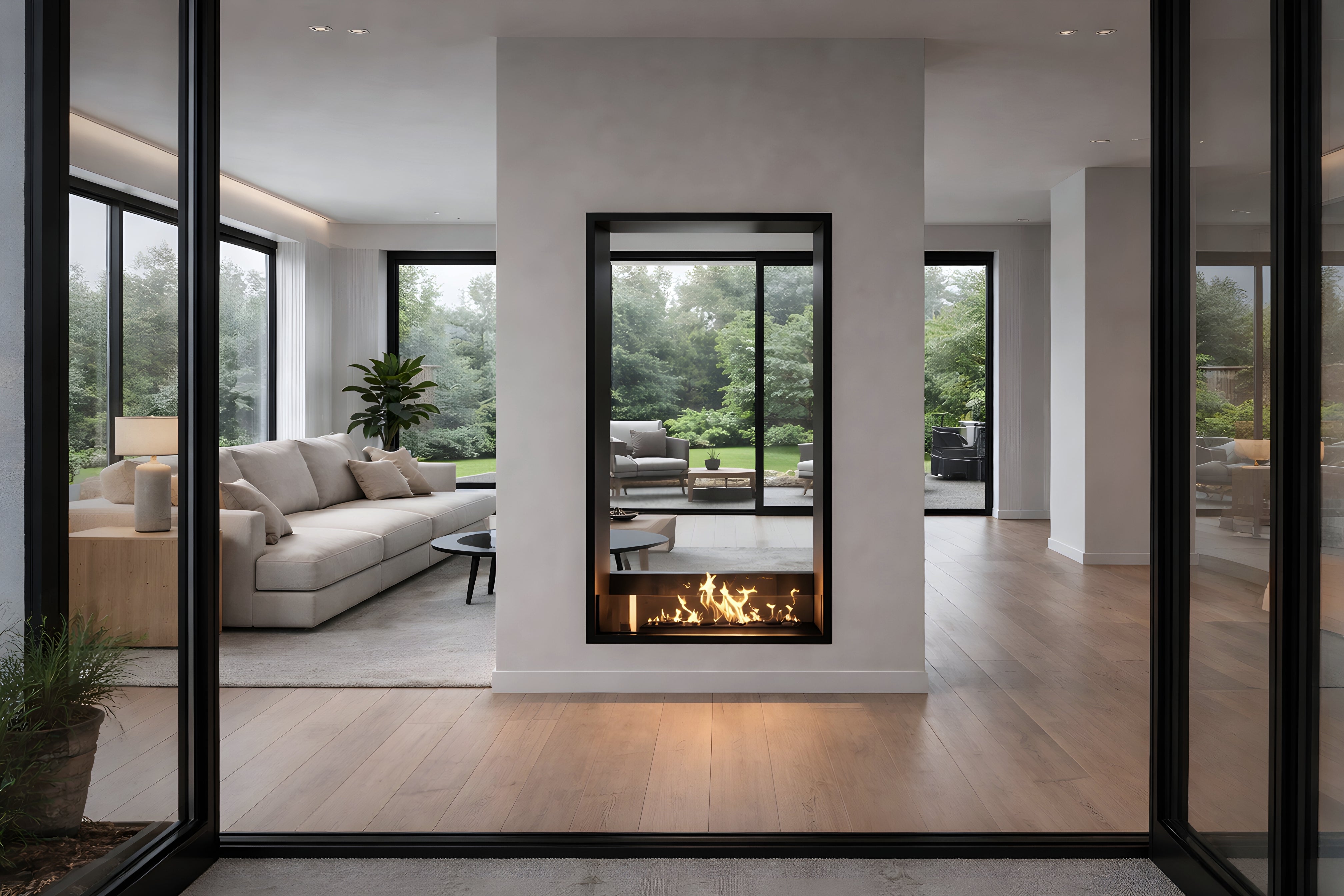 Image of Fame Vertical See-Through Bio Ethanol Fireplace 100 x 180 cm