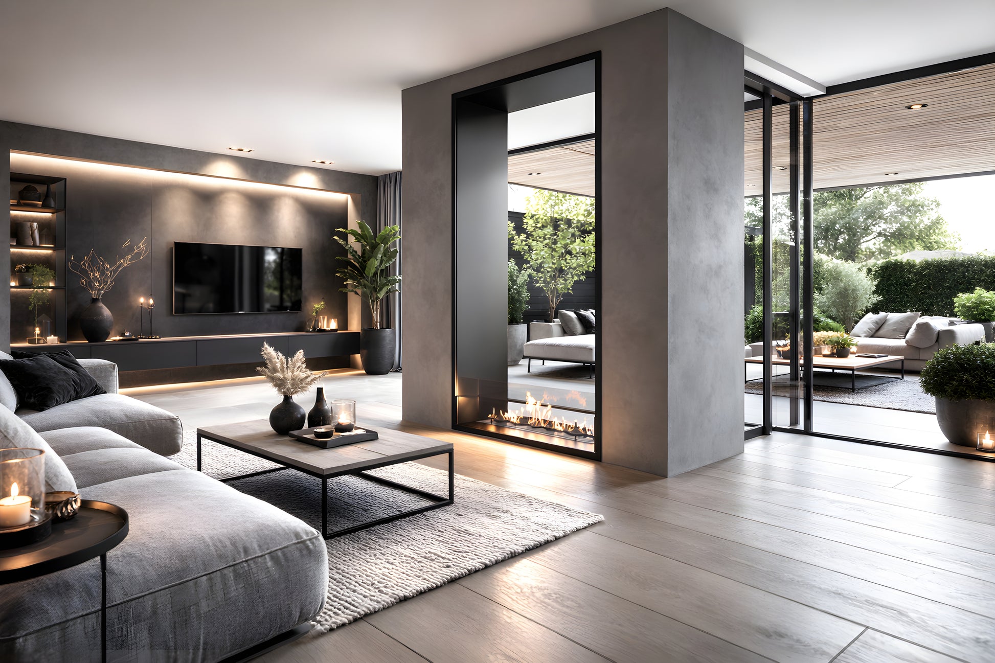 Fame Vertical See-Through Bio Ethanol Fireplace 100 x 180 cm