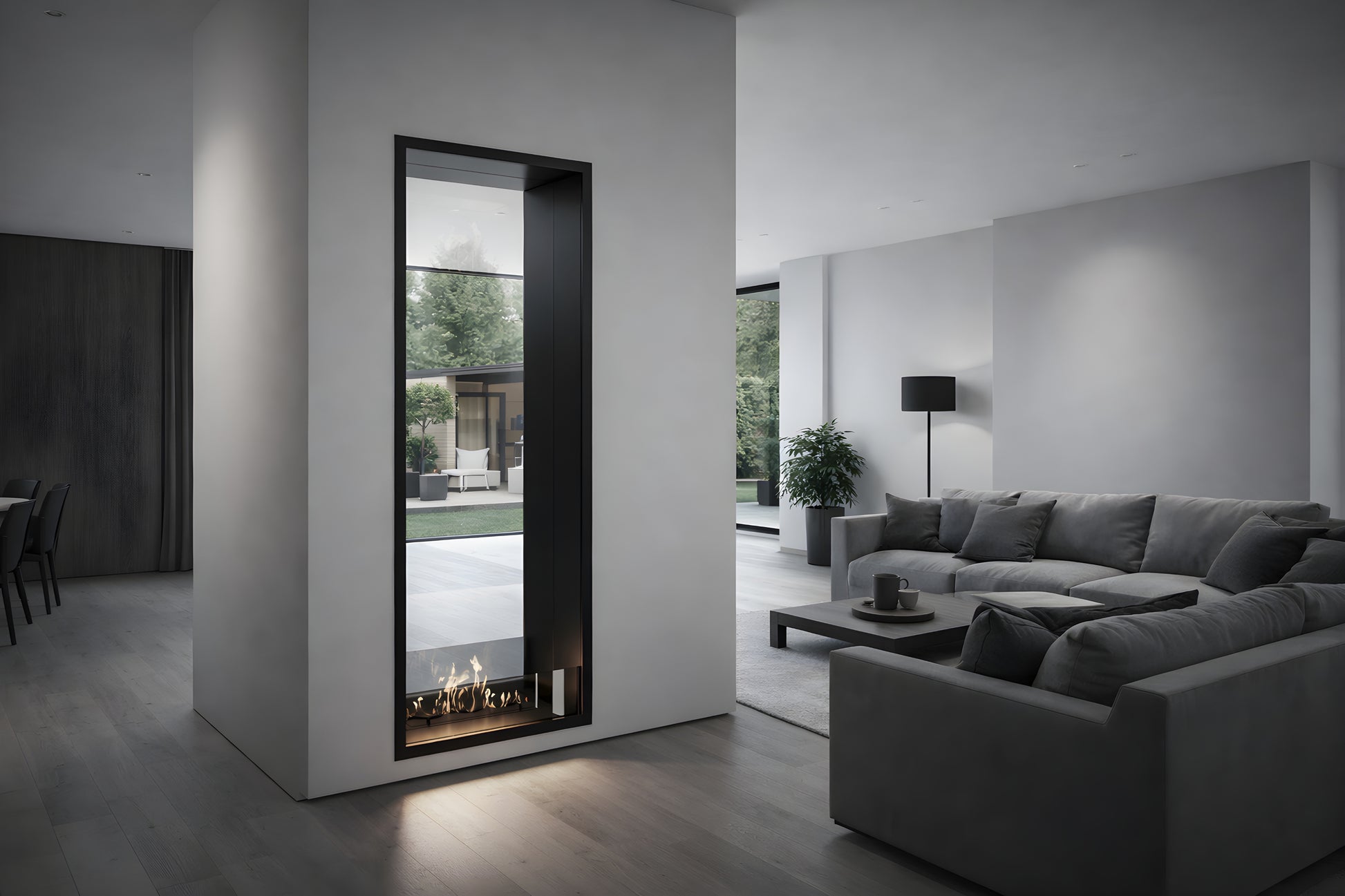 Fame Vertical See-Through Bio Ethanol Fireplace 70 x 180 cm