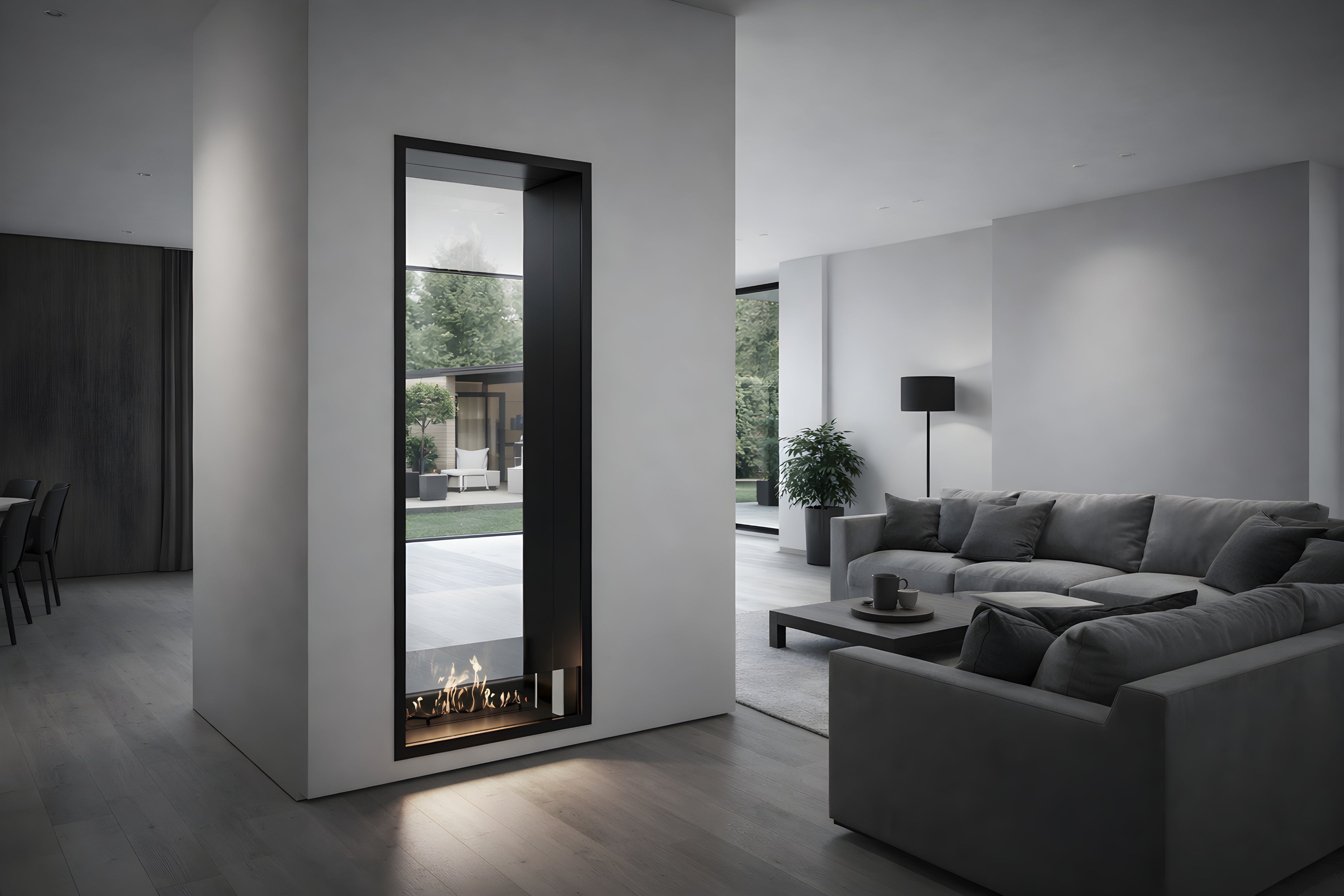 Fame Vertical See-Through Bio Ethanol Fireplace 70 x 100 cm