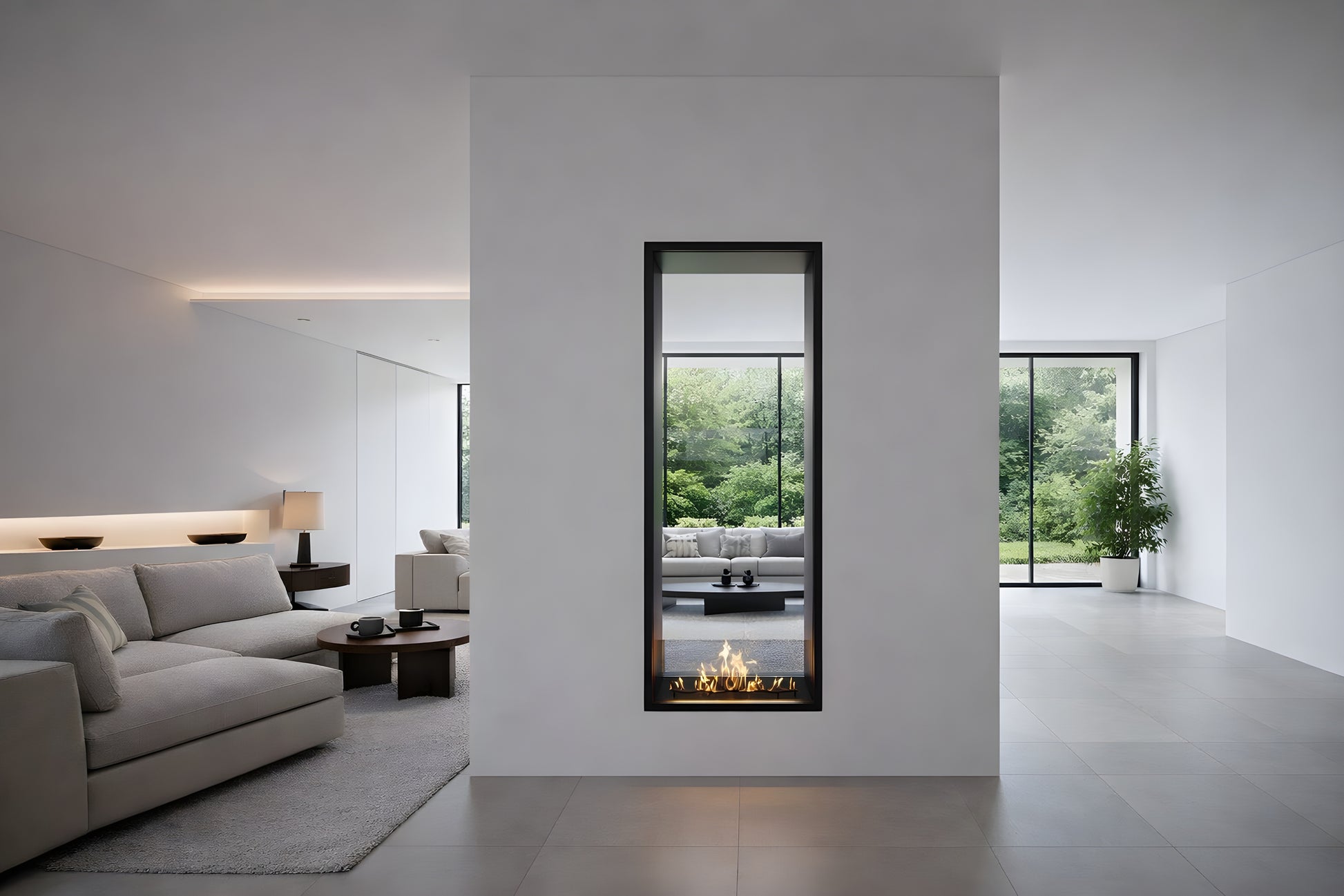 Fame Vertical See-Through Bio Ethanol Fireplace 60 x 100 cm