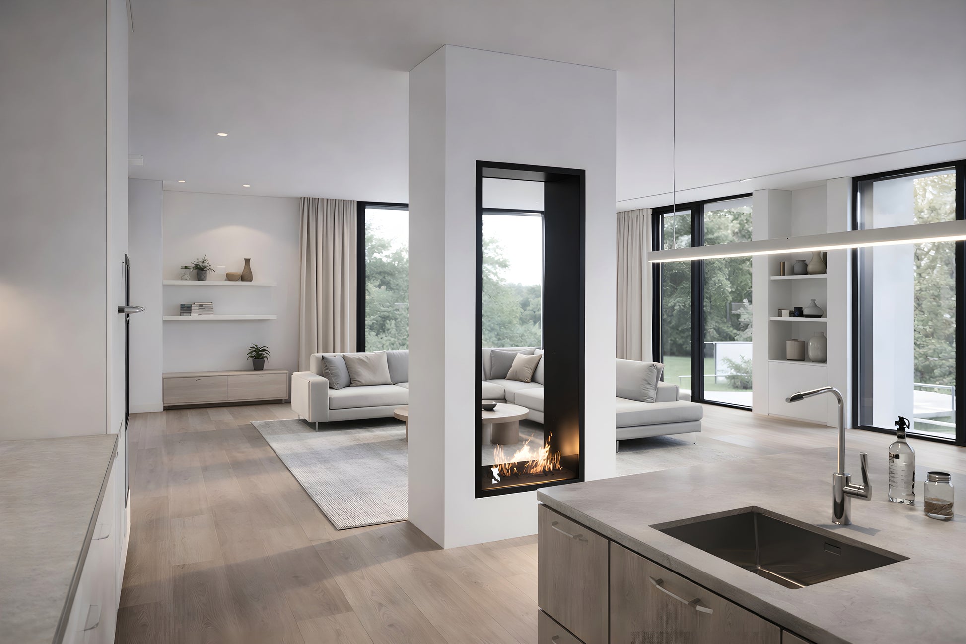Fame Vertical See-Through Bio Ethanol Fireplace 60 x 100 cm