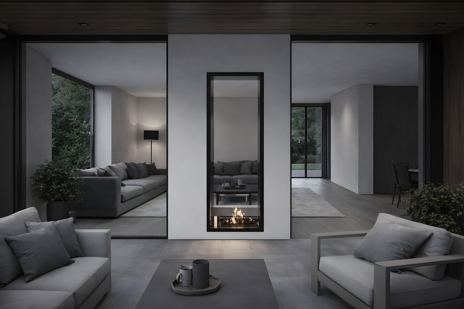 Fame Vertical See-Through Bio Ethanol Fireplace 60 x 140 cm