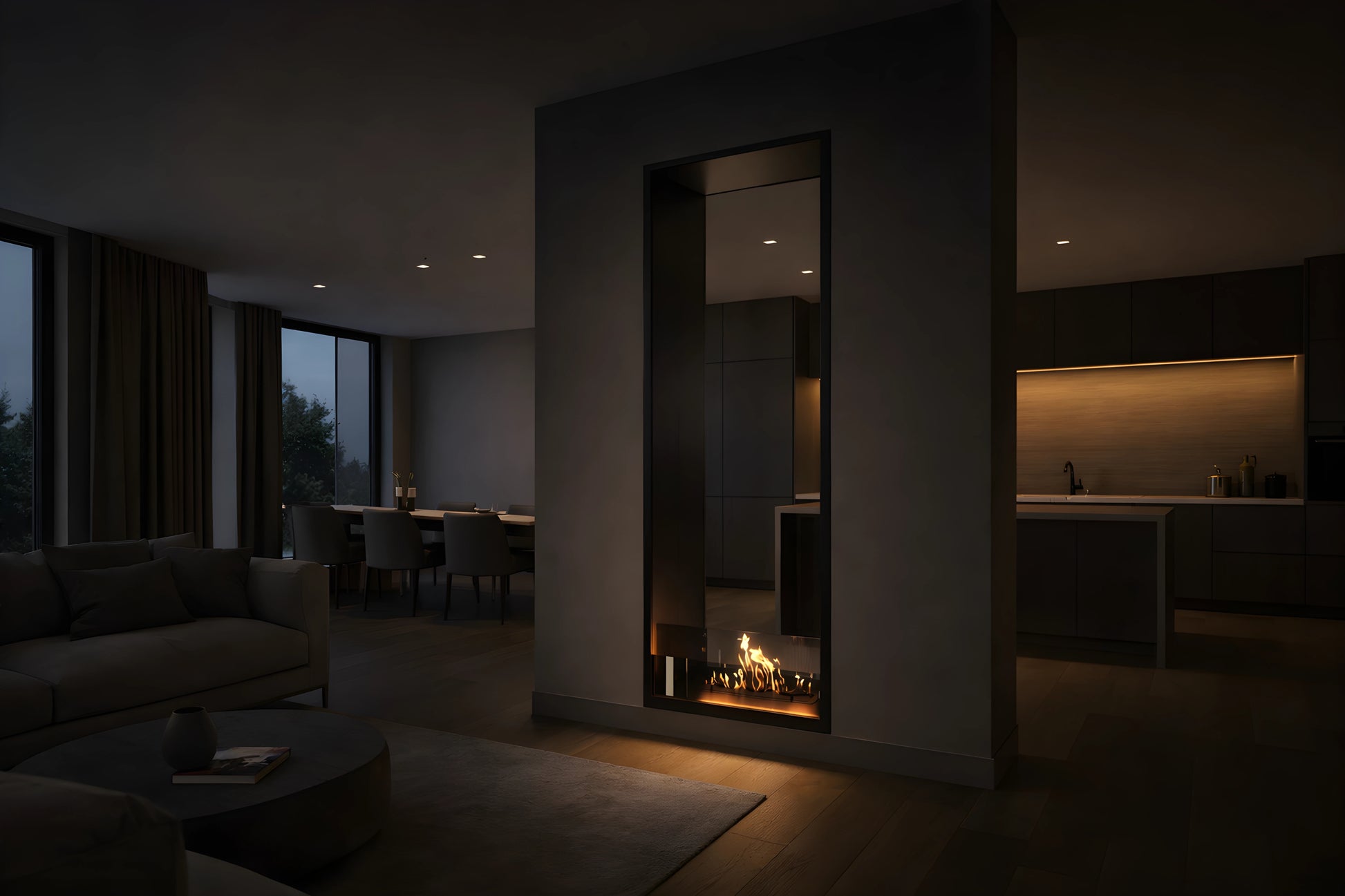 Fame Vertical See-Through Bio Ethanol Fireplace 60 x 100 cm