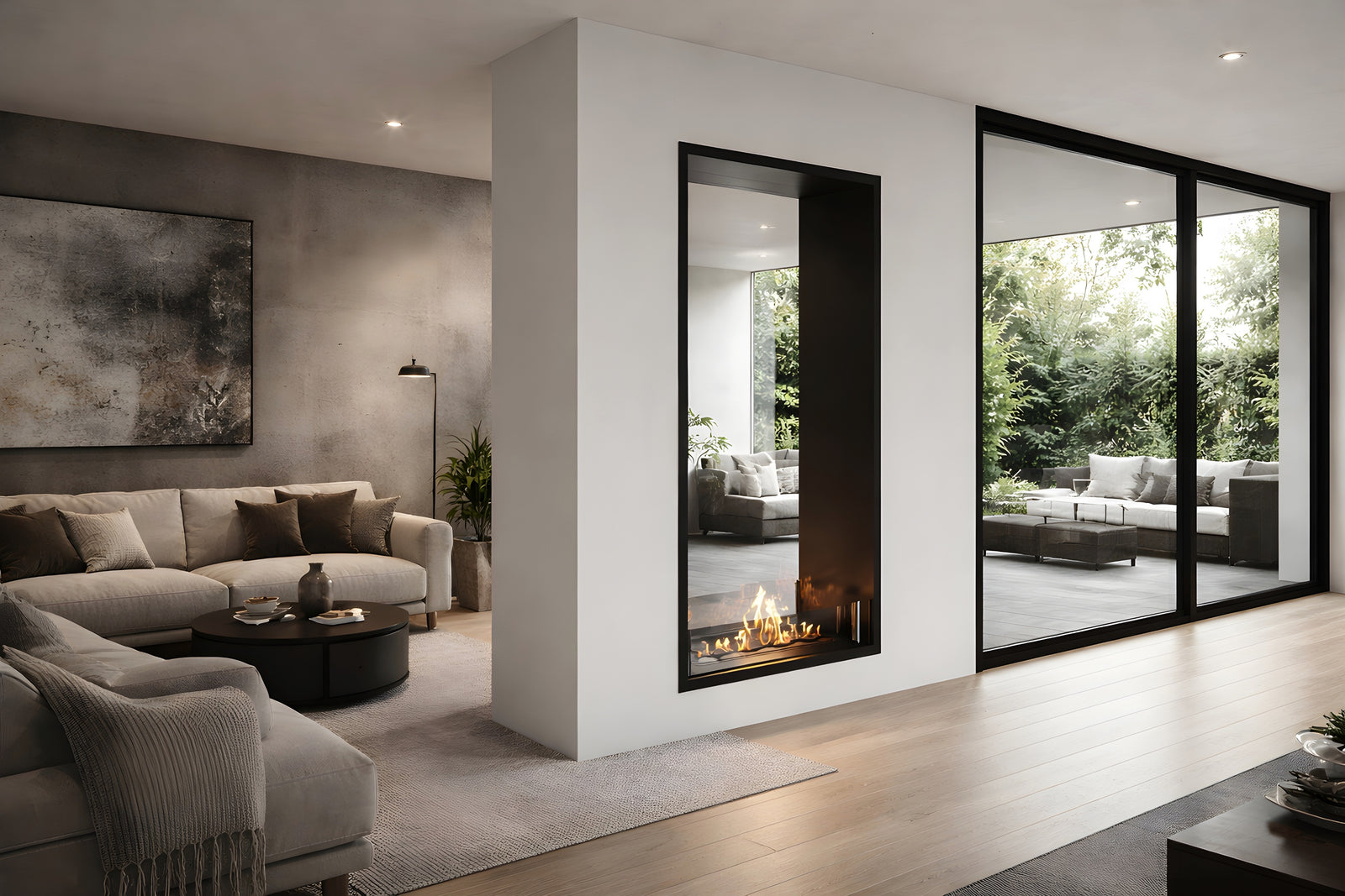 Fame Vertical See-Through Bio Ethanol Fireplace 80 x 140 cm