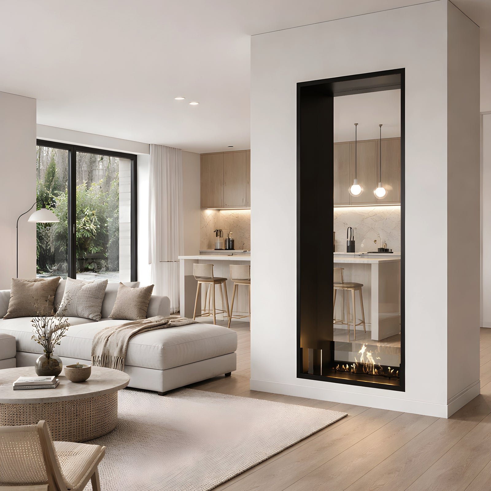 Fame Vertical See-Through Bio Ethanol Fireplace 80 x 140 cm