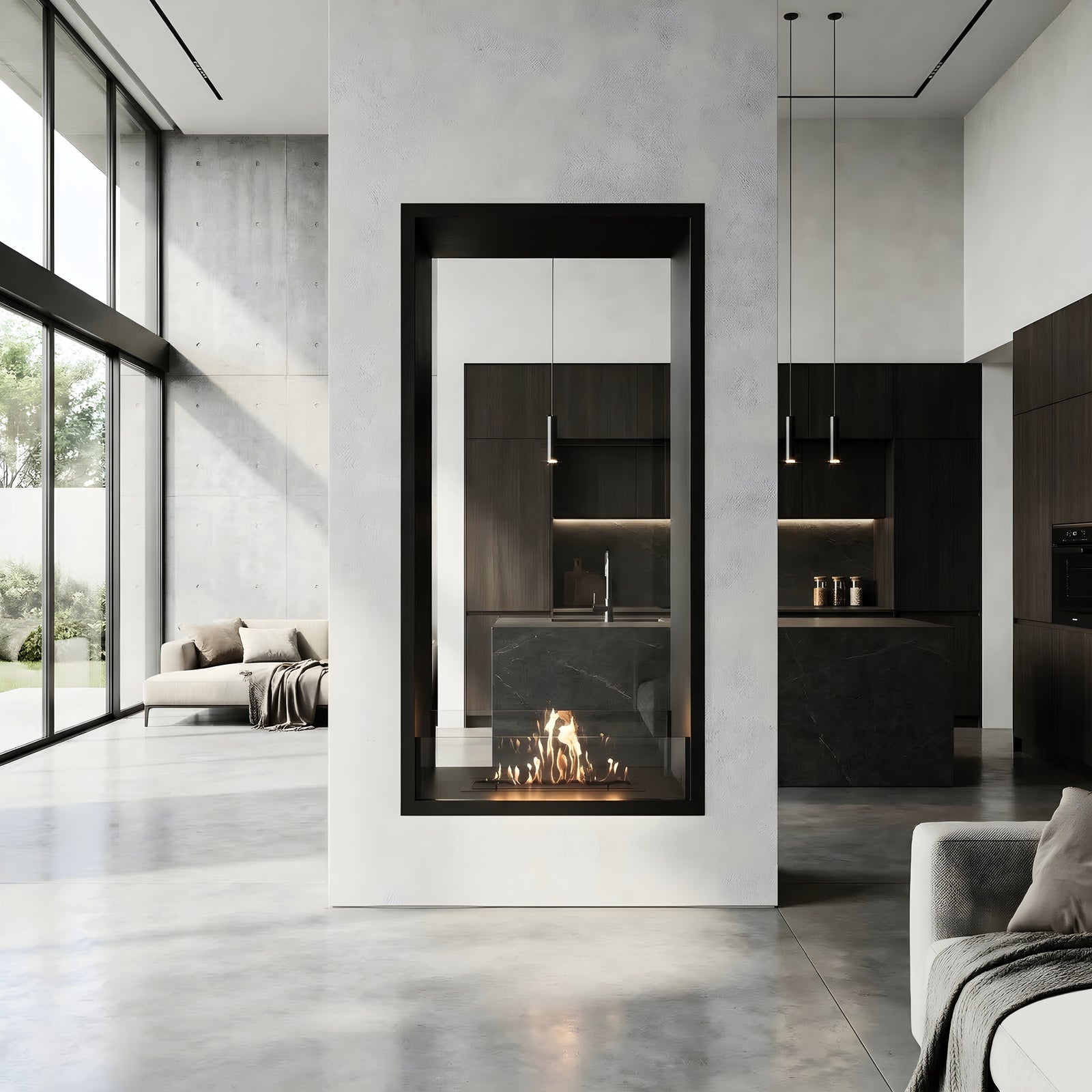 Fame Vertical See-Through Bio Ethanol Fireplace 80 x 140 cm